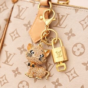 Louis Vuitton Gold Lock 🔒 Authentic LV Key + Unbranded Cat Bag Charm